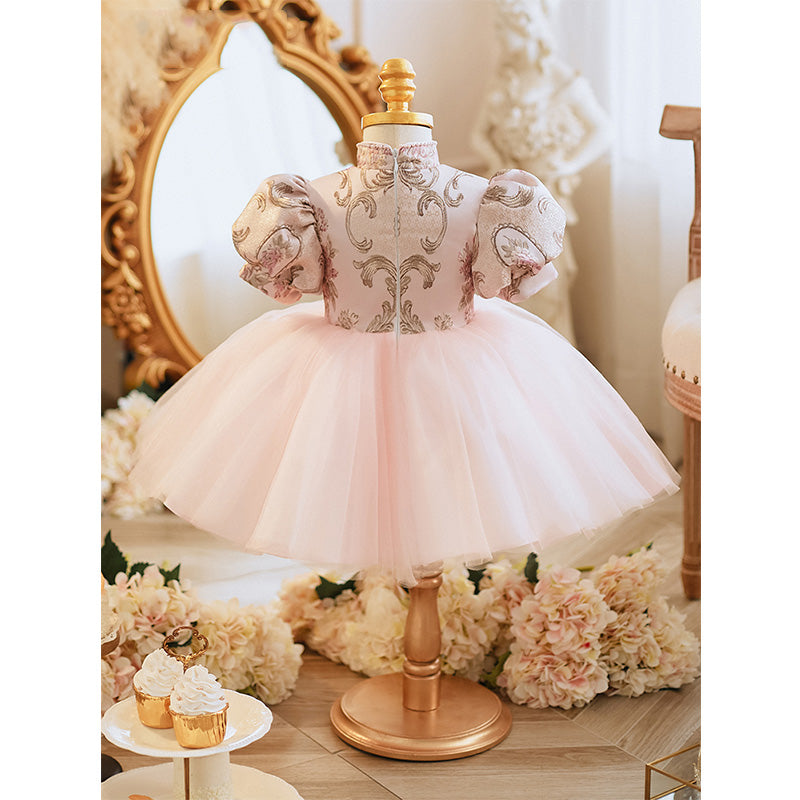 Baby Girls and Toddler Summer Pink Vintage Print Fluffy Birthday Party Princess Dress