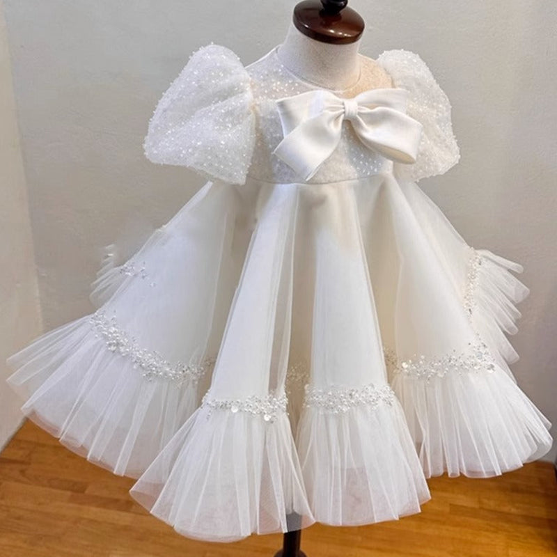 Cute White Baby Girl Baptism Birthday Party Toddler Princess Dress
