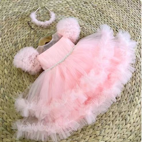 Baby Girl Beauty Pageant Dress Toddler Birthday Fluffy Princess Dress