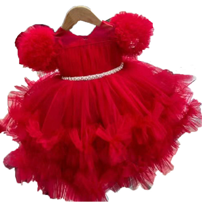 Baby Girl Beauty Pageant Dress Toddler Birthday Fluffy Princess Dress