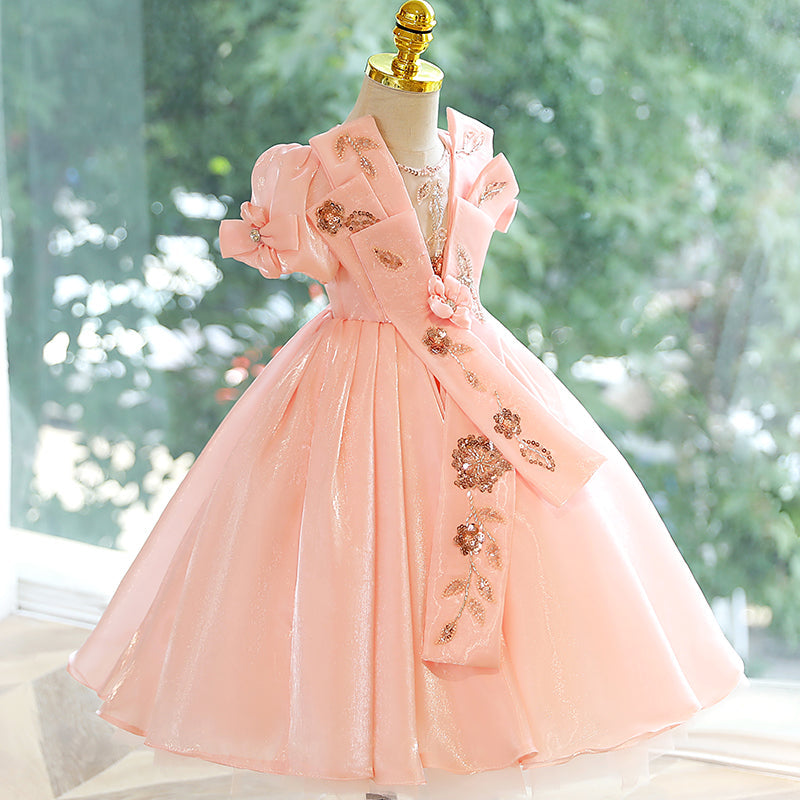 Baby Girl and Toddler Pageant Princess Dress Sequin Flower Birthday Party Dress