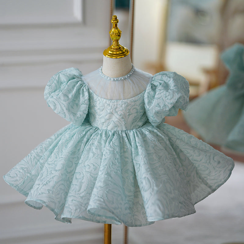 Little Girl Dress Toddler Ball Gowns Puff Sleeves Princess Puff Sleeve Beaded Bow Puffy Dress