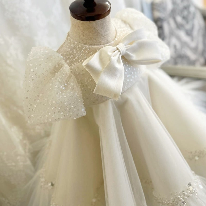 Cute White Baby Girl Baptism Birthday Party Toddler Princess Dress