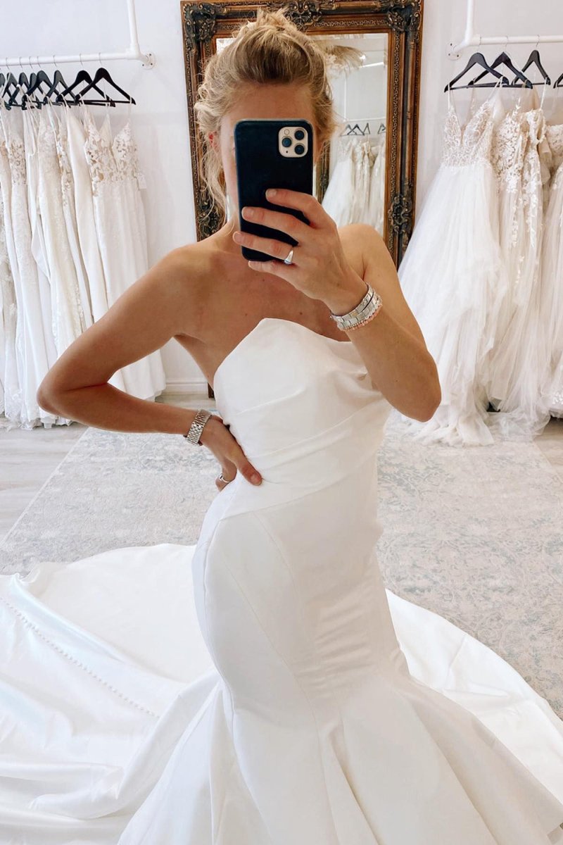 Strapless Satin Long Mermaid Wedding Dress