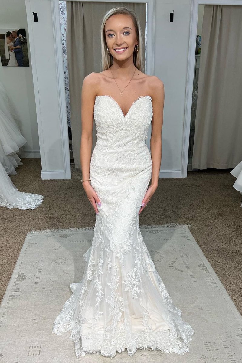 Sweetheart Mermaid Long Lace Wedding Dress