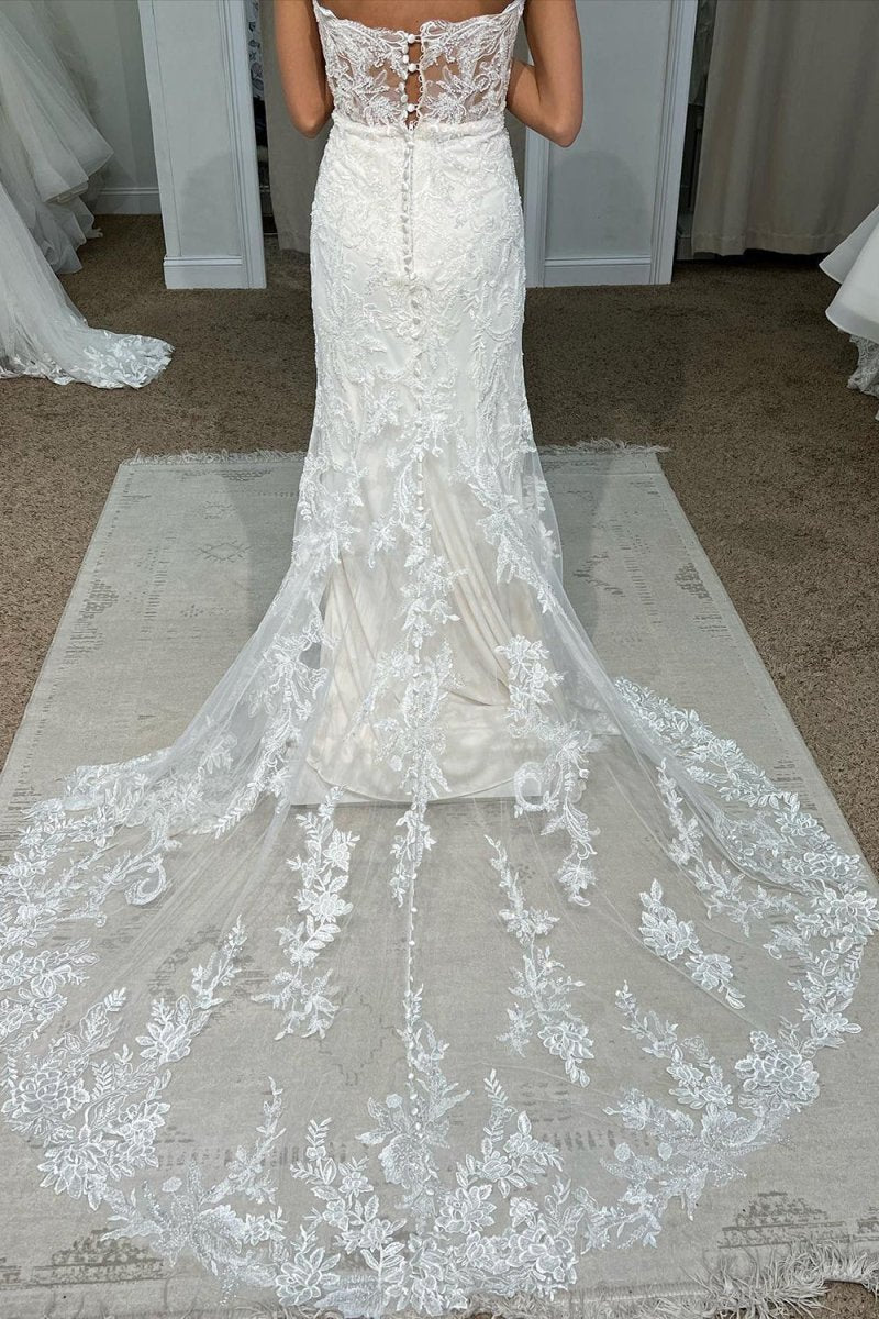 Sweetheart Mermaid Long Lace Wedding Dress