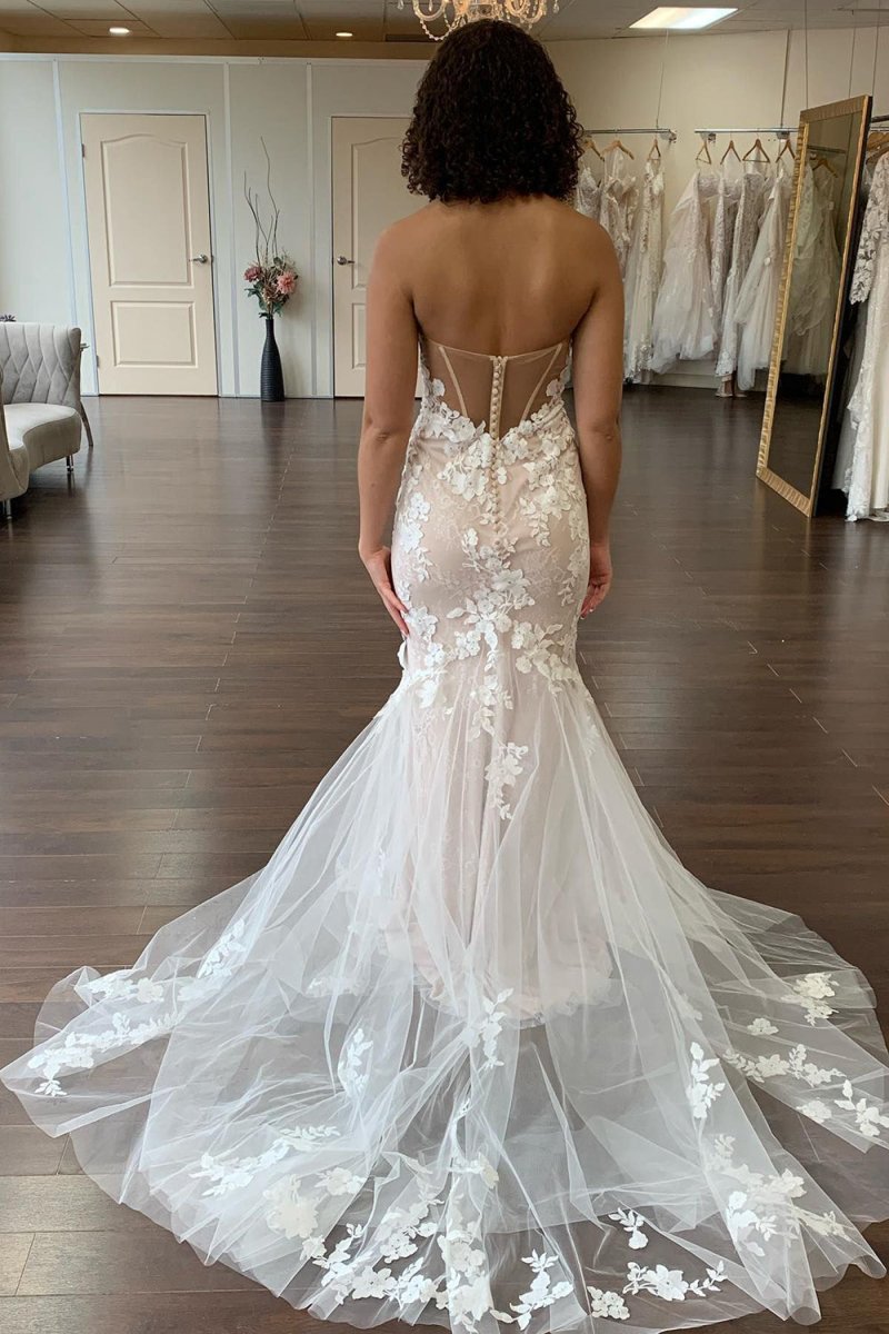 Mermaid Sweetheart Long Wedding Dress with Lace