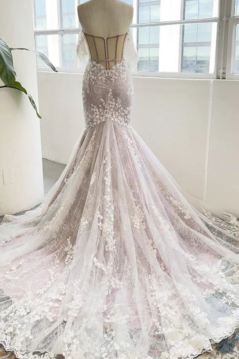 Sweetheart Corset Mermaid Wedding Dress with Appliques
