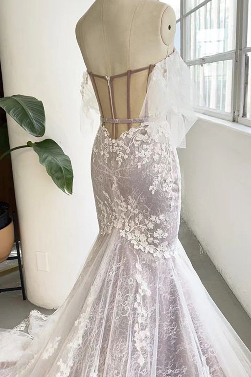 Sweetheart Corset Mermaid Wedding Dress with Appliques