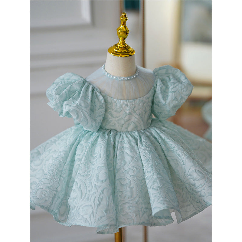 Little Girl Dress Toddler Ball Gowns Puff Sleeves Princess Puff Sleeve Beaded Bow Puffy Dress