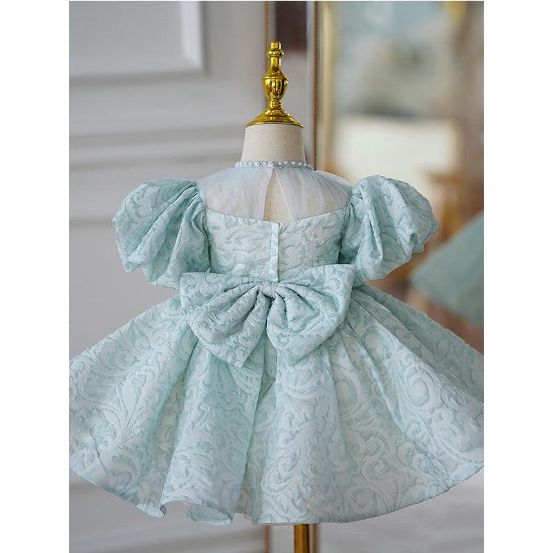Little Girl Dress Toddler Ball Gowns Puff Sleeves Princess Puff Sleeve Beaded Bow Puffy Dress