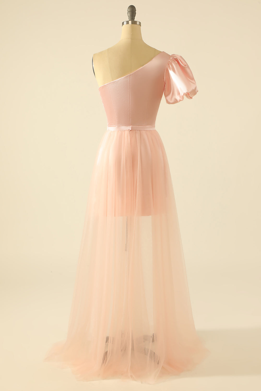 Blush One Shoulder Detachable Homecoming Dress