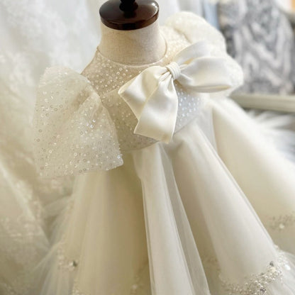 Cute White Baby Girl Baptism Birthday Party Toddler Princess Dress