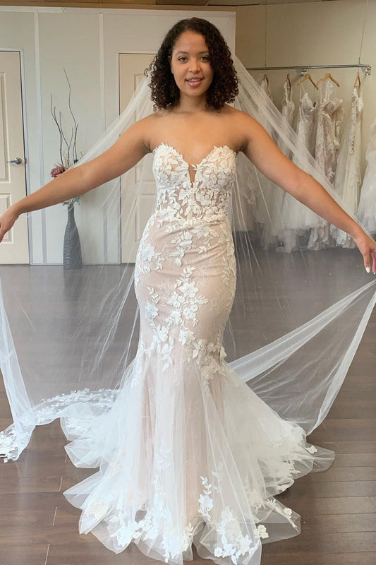 Mermaid Sweetheart Long Wedding Dress with Lace