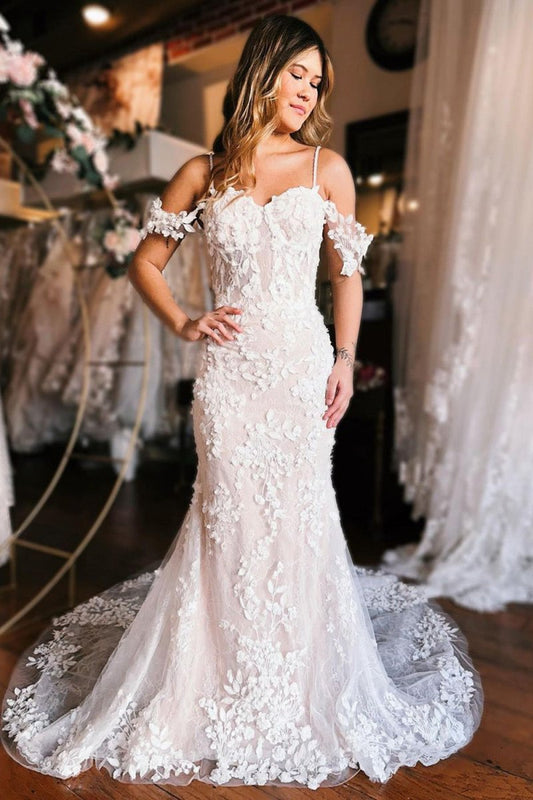 Off the Shoulder Mermaid Wedding Dress with Train