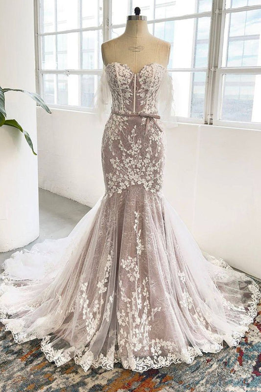 Sweetheart Corset Mermaid Wedding Dress with Appliques
