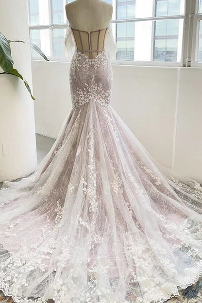 Sweetheart Corset Mermaid Wedding Dress with Appliques