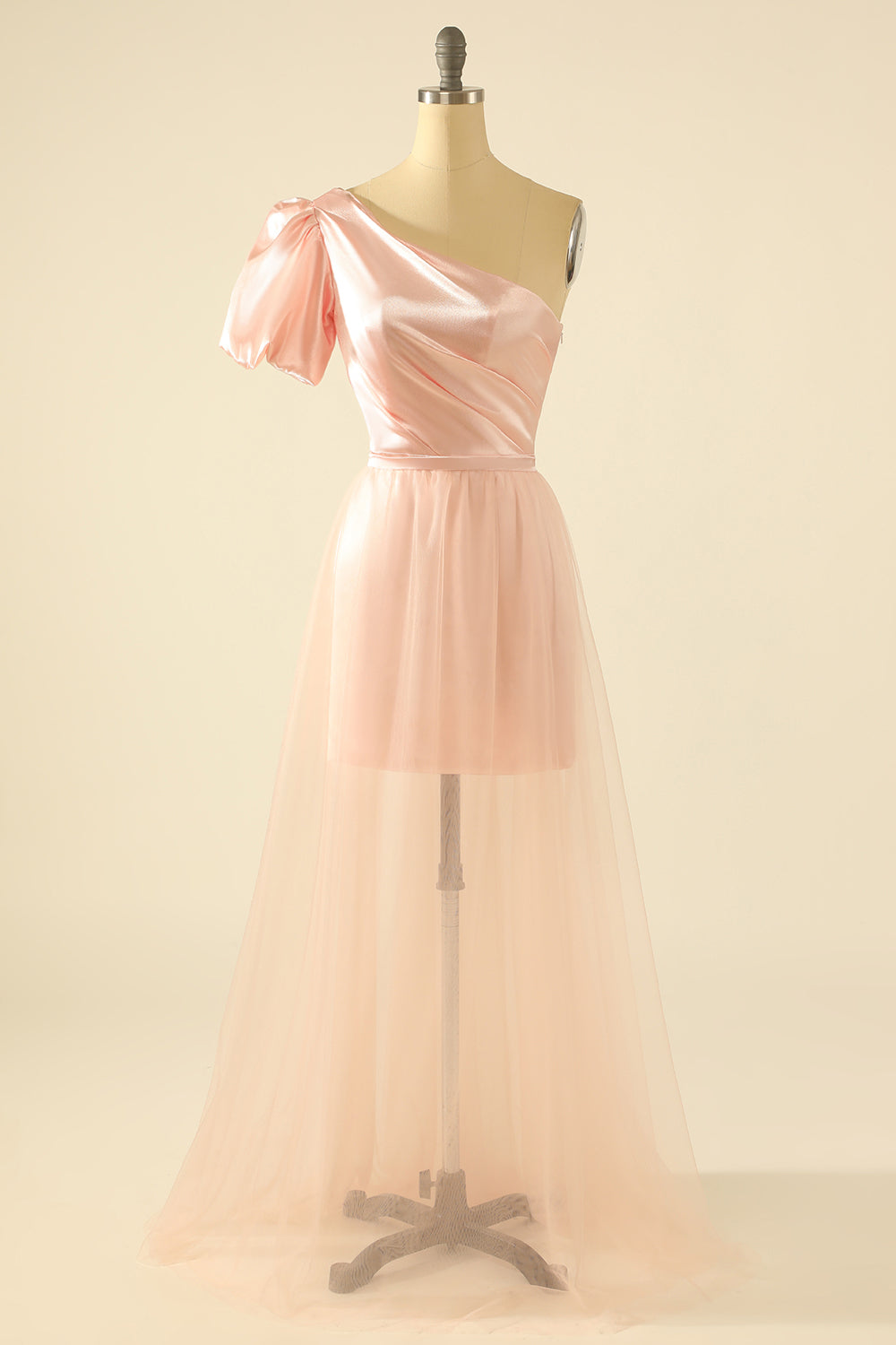 Blush One Shoulder Detachable Homecoming Dress